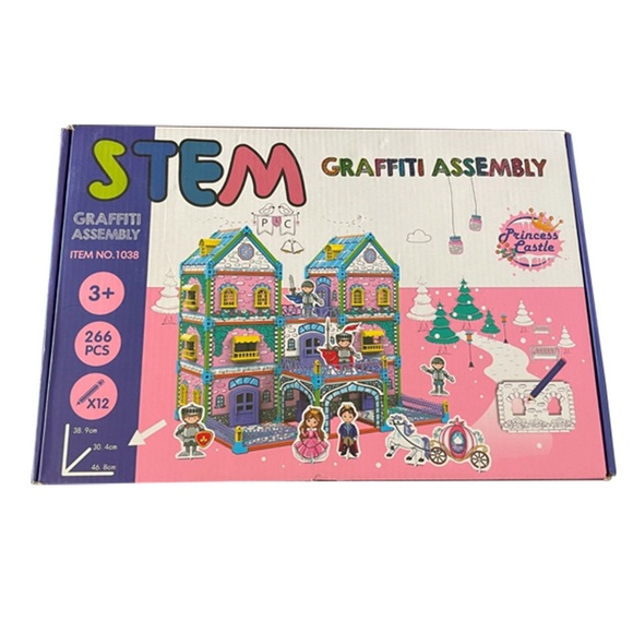 STEM Princess Castle Graffiti Assembly 266 pcs 3+ Kid Toys DIY Art Coloring Book - Picture 2 of 7